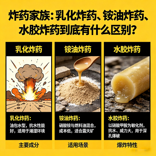 泗阳炸药家族：乳化炸药、铵油炸药、水胶炸药到底有什么区别？